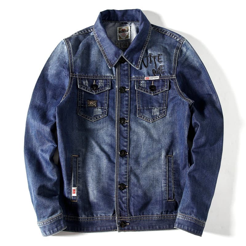 Jaqueta jeans masculina outono inverno novo estilo engrossado jaqueta jeans solta na moda Casual masculino bonito roupas