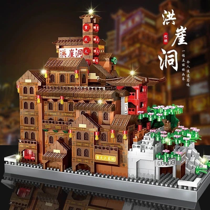 Hong Yadong Blocos de Construção Street View Modelo Estilo Chinês Brinquedos de Construção Hangzhou West Lake Montado Or
