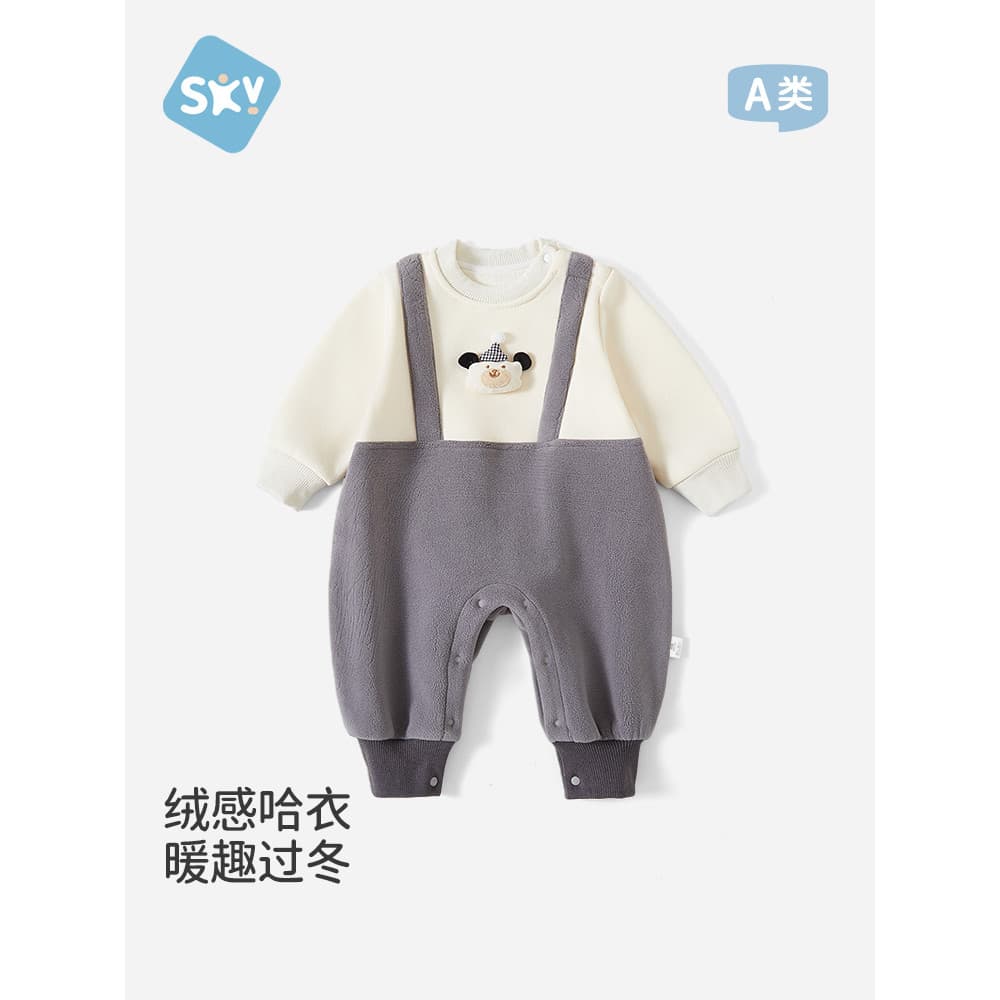 Subeyi outono inverno roupas de bebê bebê alça falsa macacão de lã macacão de bebê pequeno macacão mensal