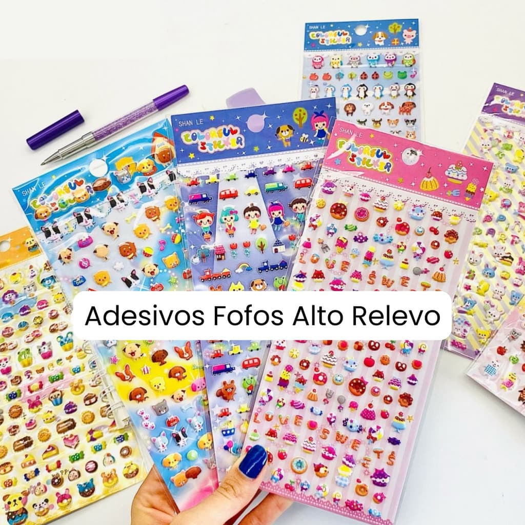 Cartela de adesivos 3D - Bichinhos
