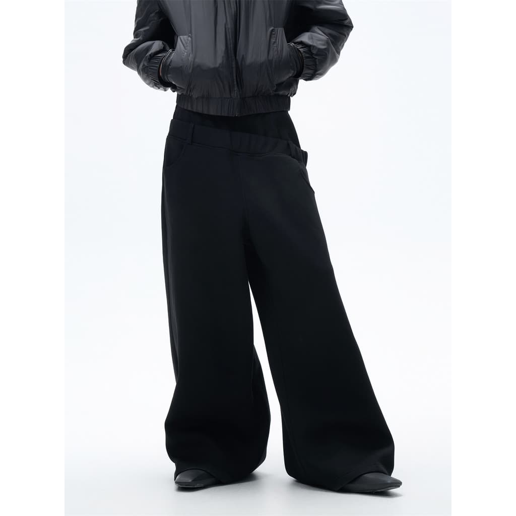 FRKM SCD 25AW Calça de moletom exclusiva com Design de cintura dupla e costura, calça larga para esfregar, calça Casual