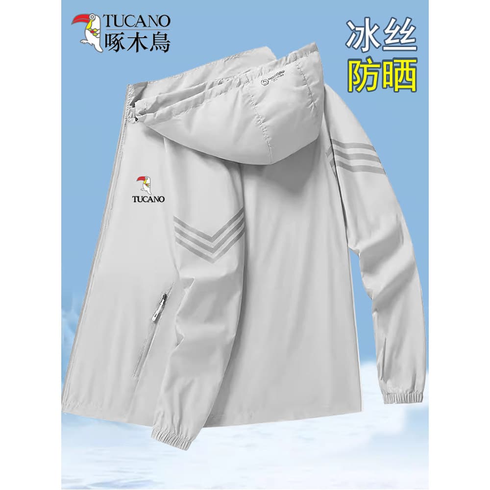 Woodpecker gelo seda protetor solar roupas masculinas verão Anti-ultravioleta roupas de pele ao ar livre estilo fino res