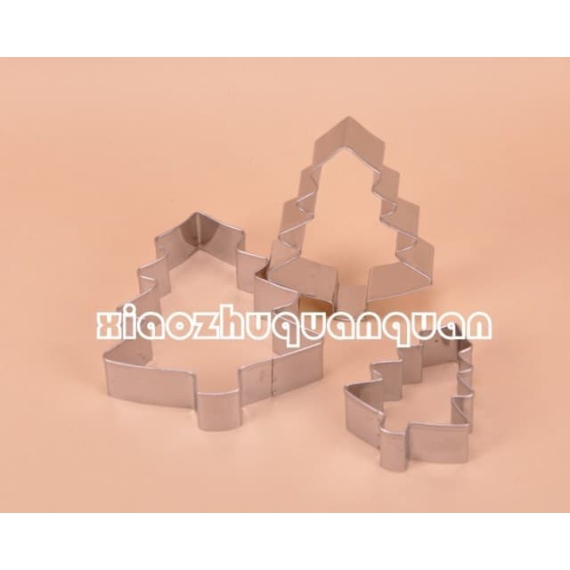 Molde de biscoito de Metal em aço inoxidável, molde de biscoito, árvore de natal, conjunto de 3 peças, ferramentas de co