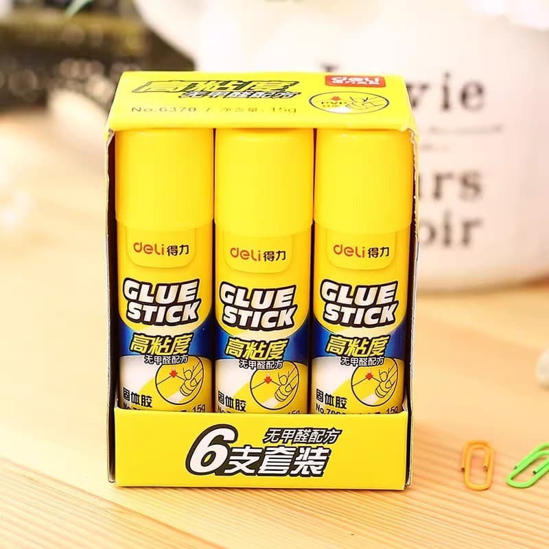 Deli cola sólida 15g cola em bastão forte cola sólida estudante crianças branco artesanal classe cola vara Viscose 6 var