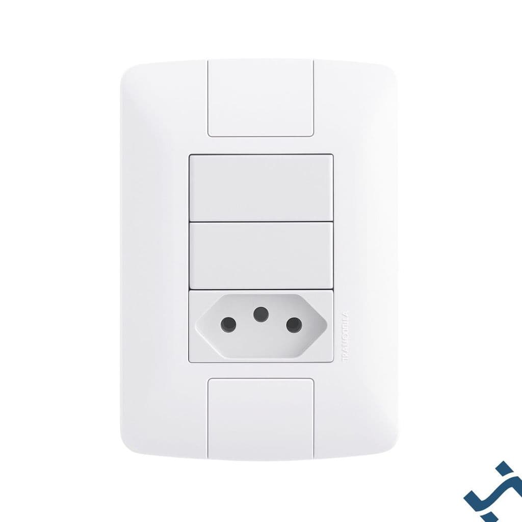 Kit com 20 Conjuntos 4x2 com 2 Interruptores Simples 6 A 250 V e 1 Tomada 2P+T 10 A 250 V Tramontina