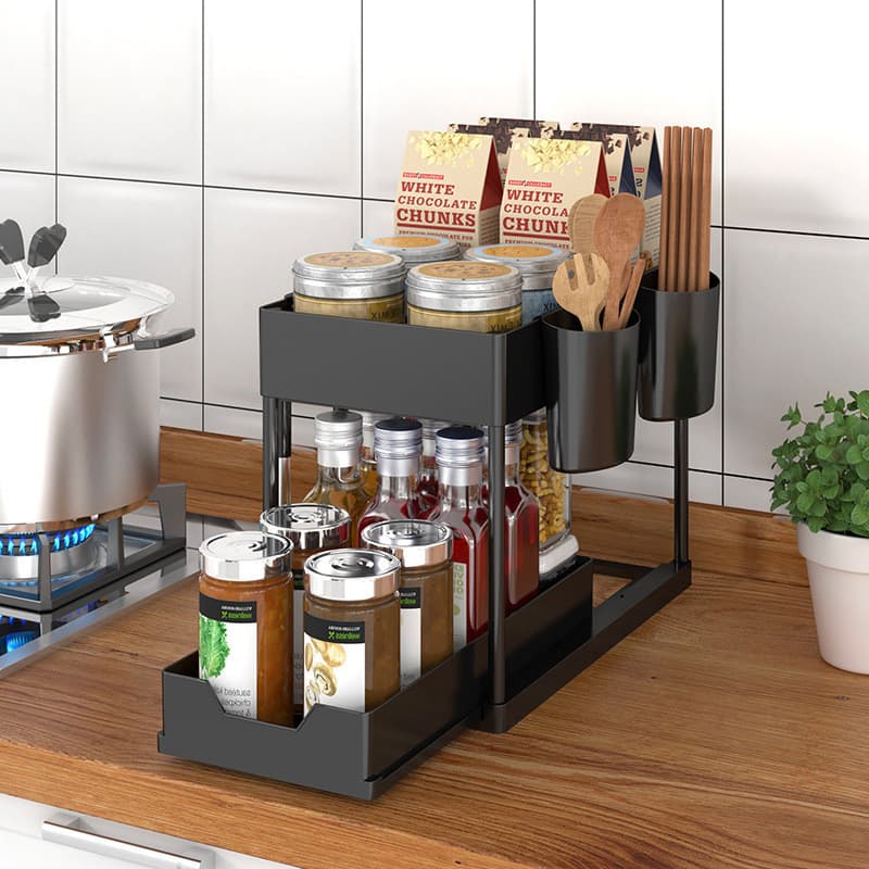 [Novo produto] Pia de cozinha prateleira multifuncional Pull-out Rack de armazenamento organizador de pia
