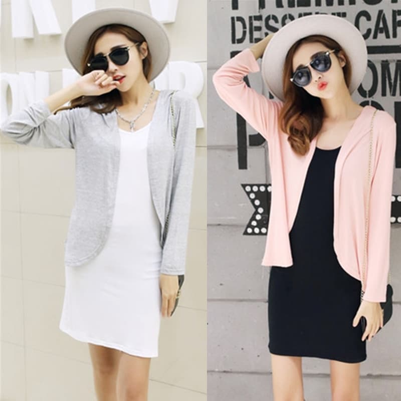 Primavera verão protetor solar roupas Cardigan feminino malhas Modal xale mais magro olhar de manga comprida estilo Regu