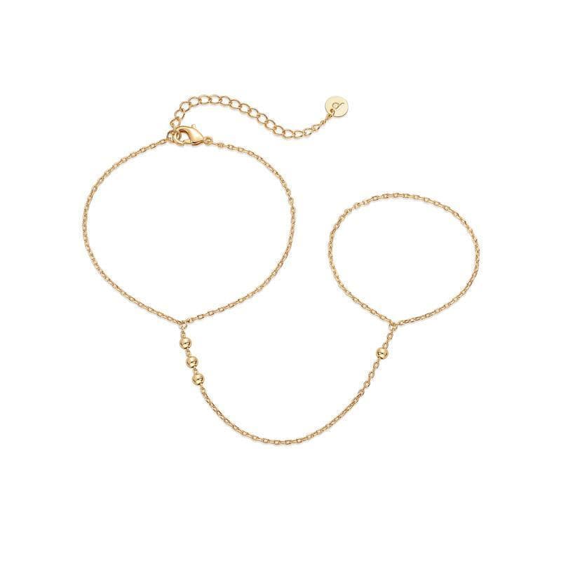 Pulseira Feminina Banhada a Ouro 14K - Joia Exquisita com Zircônia Cúbica - Pulseira e Anel - Pulseira M TVAB