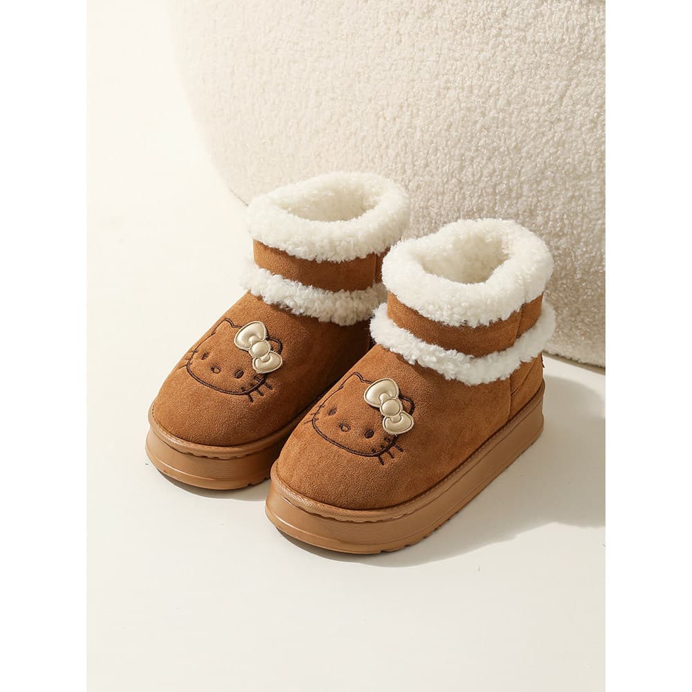 Hellokitty botas de neve femininas chinelos de algodão 2025 novo estilo inverno KT gato sapatos de algodão pode usar ao