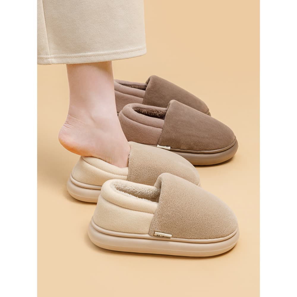 Chinelos de algodão salto feminino inverno compre um ganhe um casal grátis sapatos de algodão masculino interior casa ch