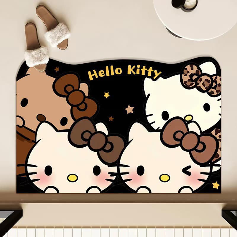 Tapete antiderrapante para banheiro doméstico, desenho animado, gatinho, gato, porta de entrada, absorvente, lama de dia