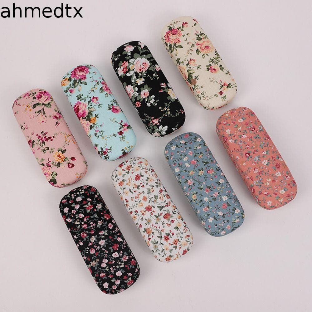 Estojo De Óculos Floral Retrô AHMEDTXB , Bolsa De Armazenamento De Casca Dura De Pano , Capa Protetora Durável
