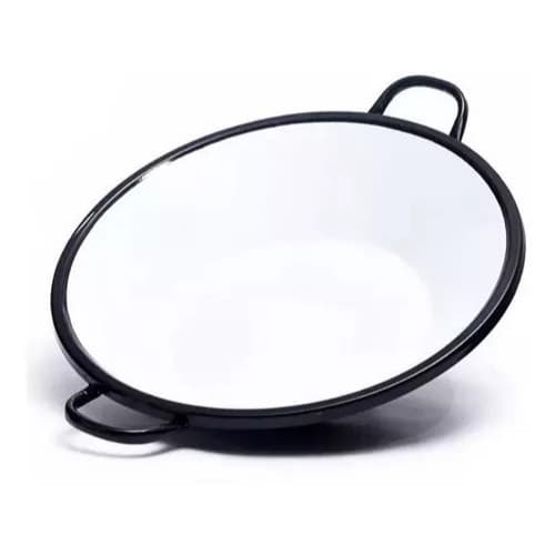 Tacho Esmaltado De 6 Litros Para Frituras Cor Branco e preto