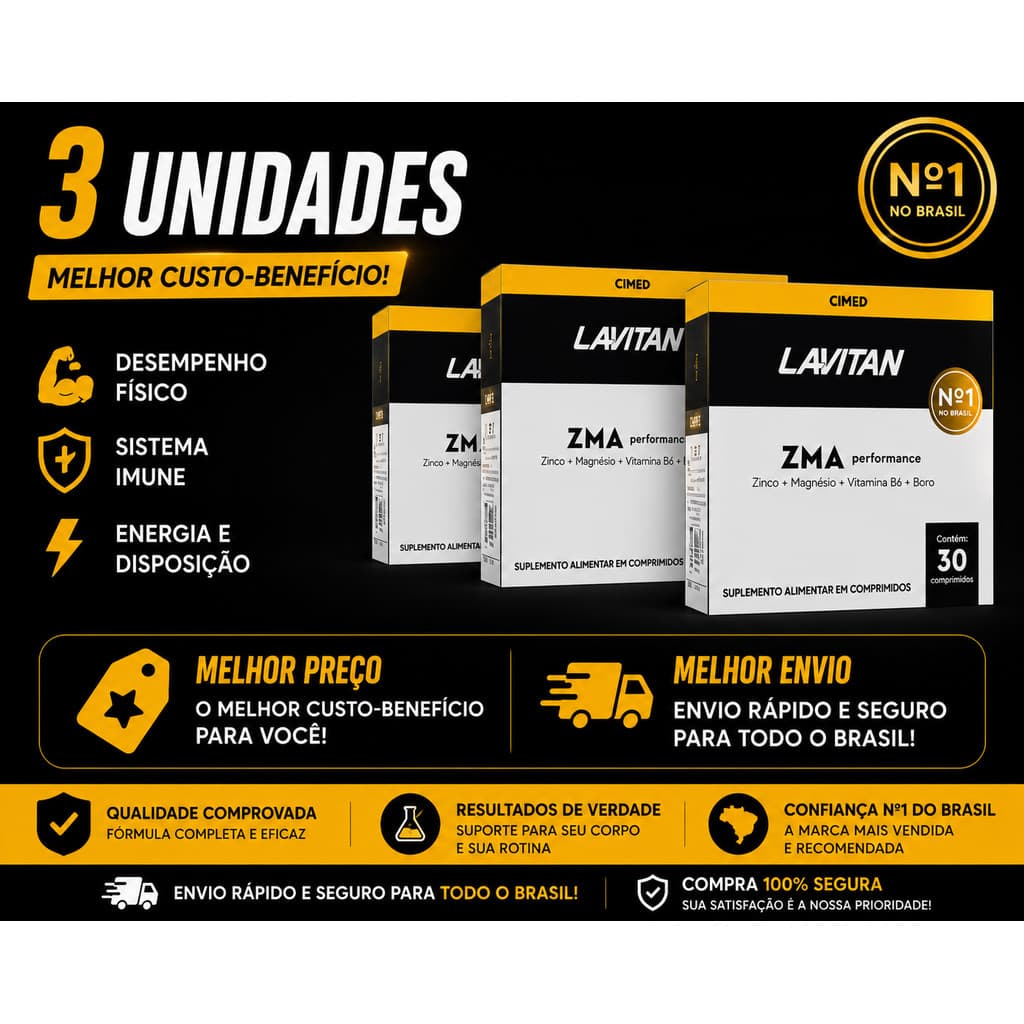 Kit com 3 - Lavitan Testo Performance Cimed com 30 Comprimidos @