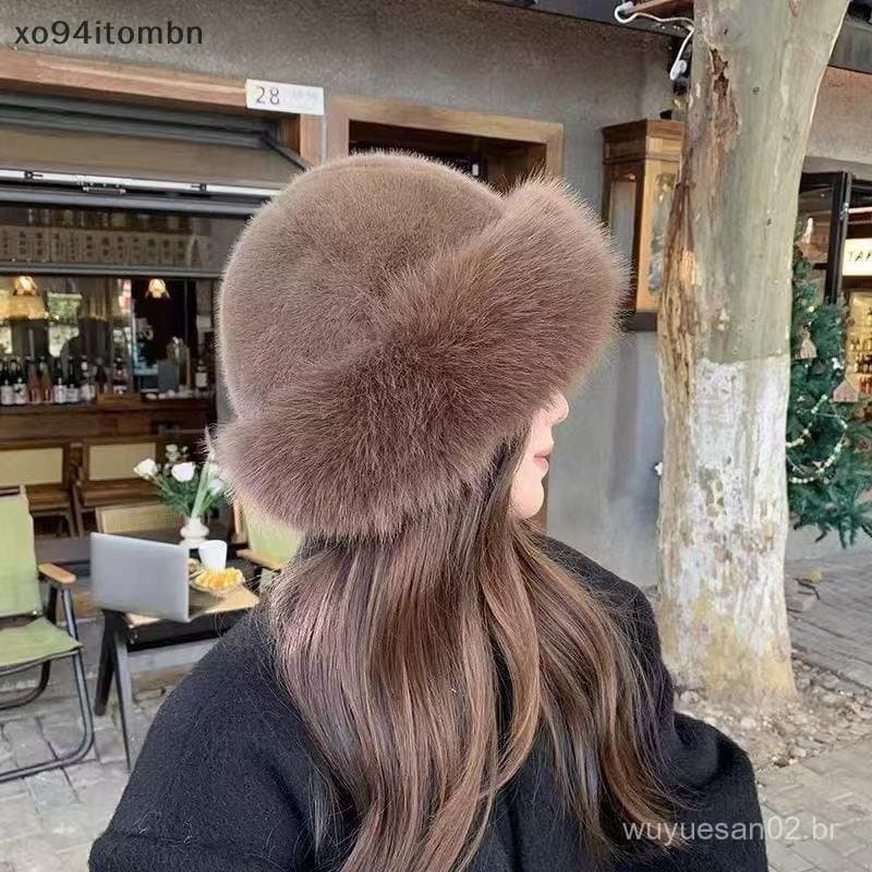 itens Novo Chapéu De Pele Feminino Quente Neve Esqui Boné De Raposa Falsa Thi Inverno Senhora À Prova De Vento Russo Ore