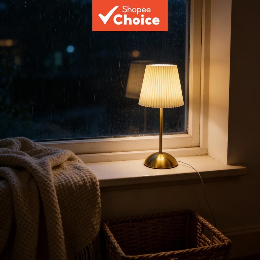 Luminária de Mesa Vintage Pregada, Luz Noturna Plug-in para Quarto, Luminária Decorativa com Base Dourada, Luz Estética