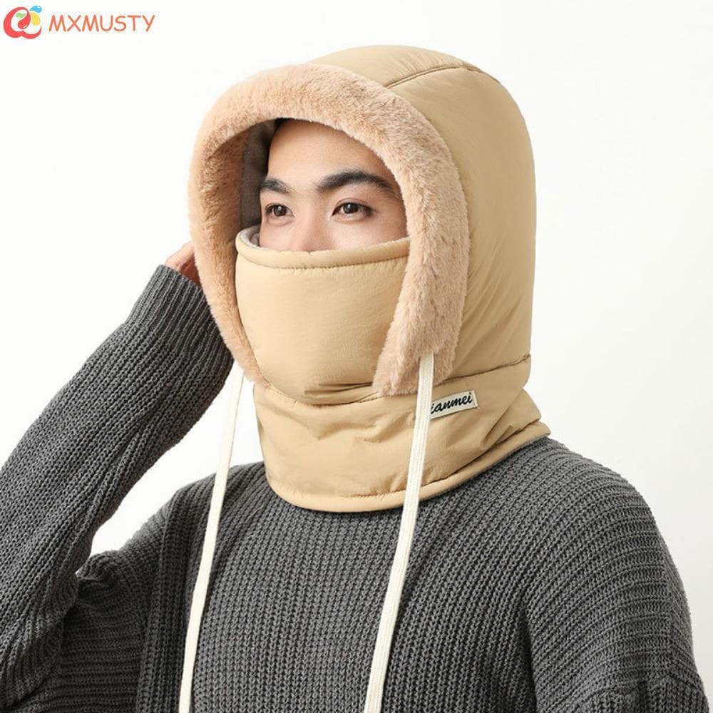 MXMUSTYZA Chapéu De Ciclismo De Inverno 3 Em 1 , Boné À Prova De Vento Para Pelúcia Com Cordão , Pulôver Quente De Velud