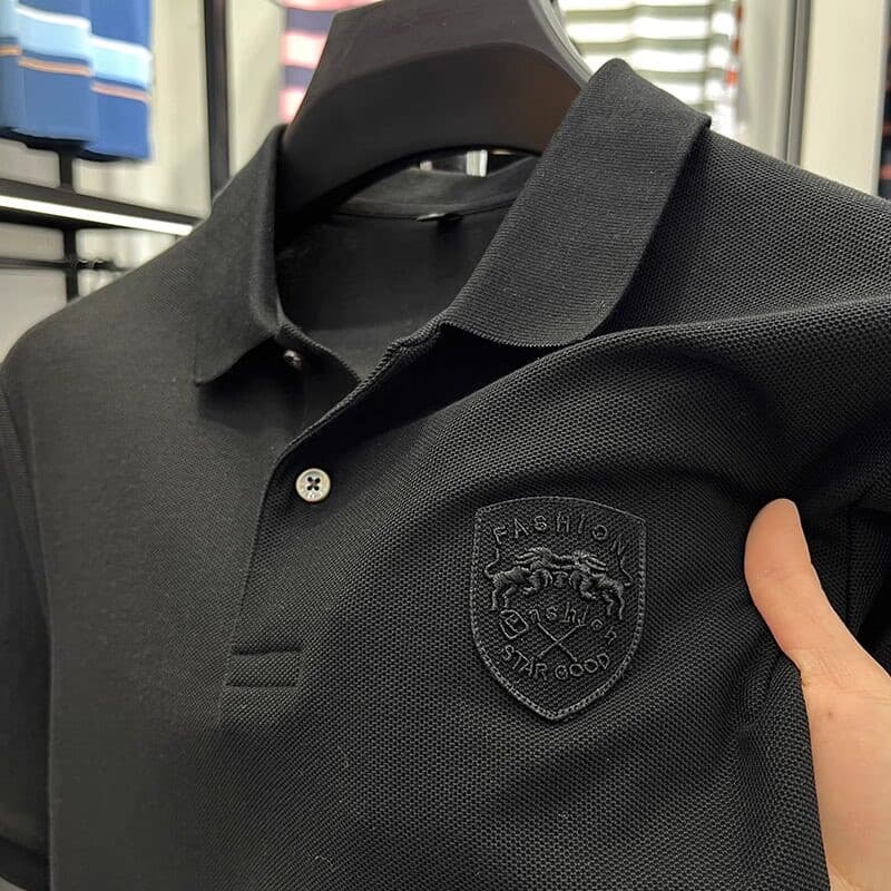 Guangzhou treze linhas High-End trabalho de manga curta camiseta masculina verão novo estilo Paul lapela camisa polo de