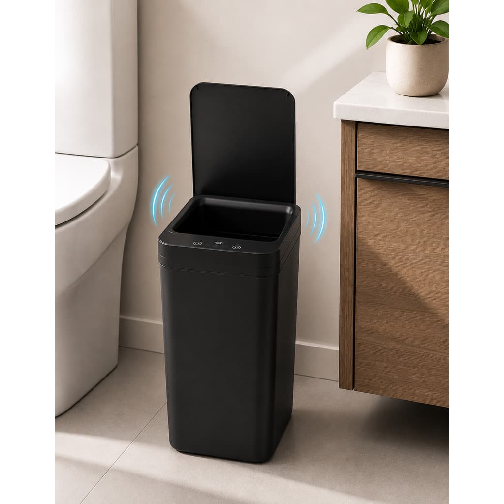 Lixeira Inteligente com Sensor Automática 15L Tampa Higiênica Antiodor Resistente para Casa Escritório Banheiro Cozinha
