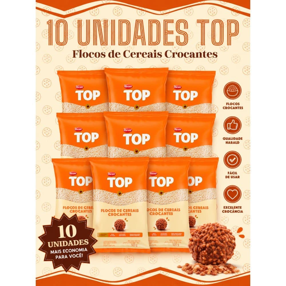 Kit Com 10 Unidades Flocos De Cereais Crocantes 500g