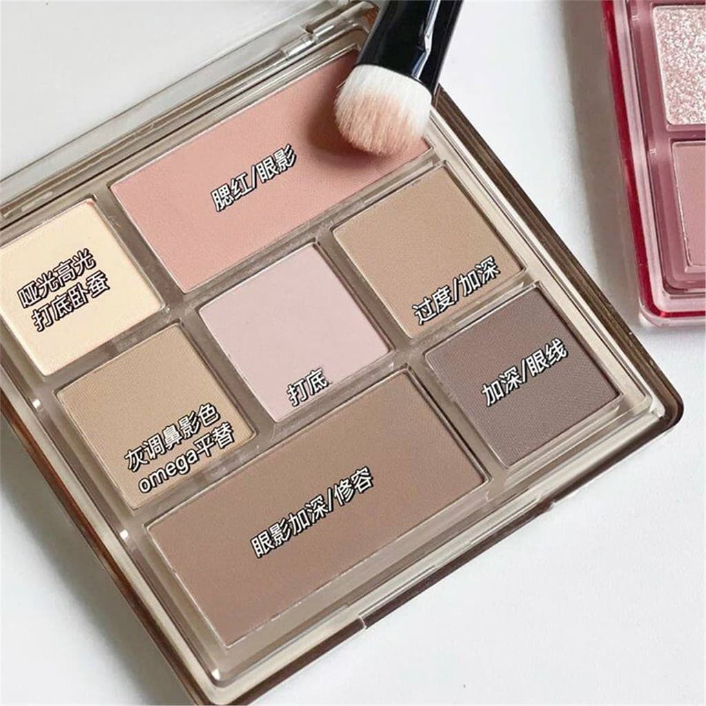 Contorno destacando paleta de sombras tudo-em-um cor da terra iluminando sete cores abrangente Blush fosco perolado orel