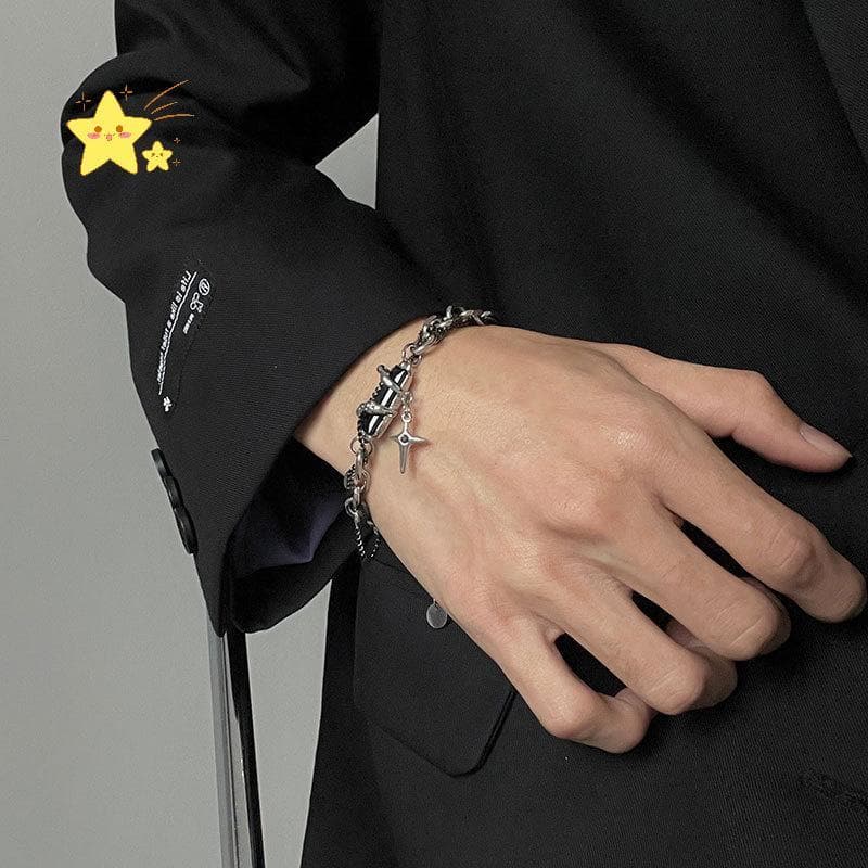 [JBTH] Pulseira Retrô De Estrela De Zircônia Para Mulheres E Homens Tendência Corrente De Metal Unissex Joias Góticas No