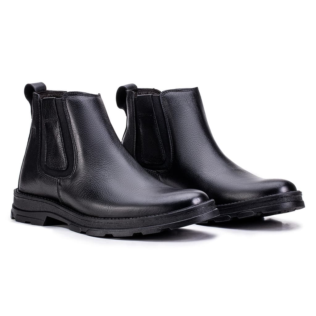 Bota Botina Masculina Couro Solado Tratorado Costurado Palmilha Conforto