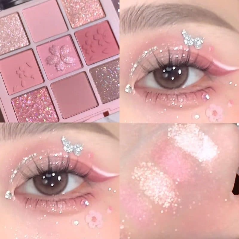 Sakura rosa paleta de sombras de nove cores fosco perolado All-Match rosa sombra Blush paleta genuíno oficial l