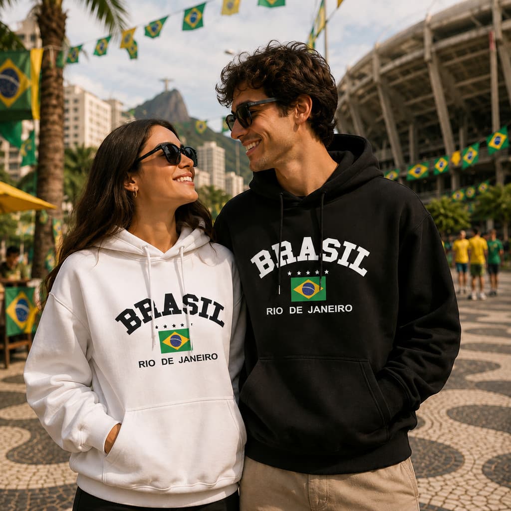 Kit 2 Moletons Brasil Unissex Flanelado Premium Canguru Com Capuz Inverno