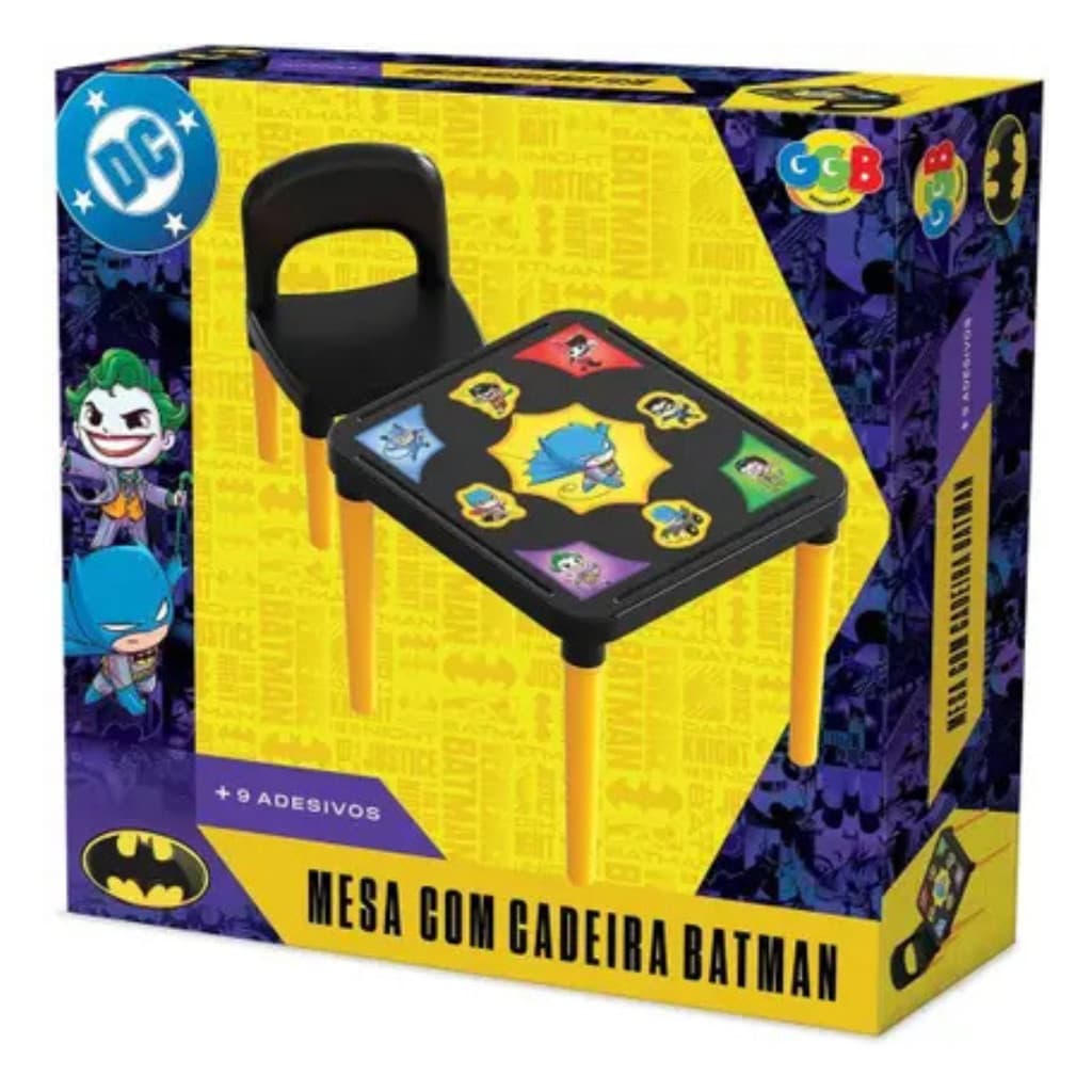 Mesa com Cadeira Infantil Batman Preta GGB Brinquedos