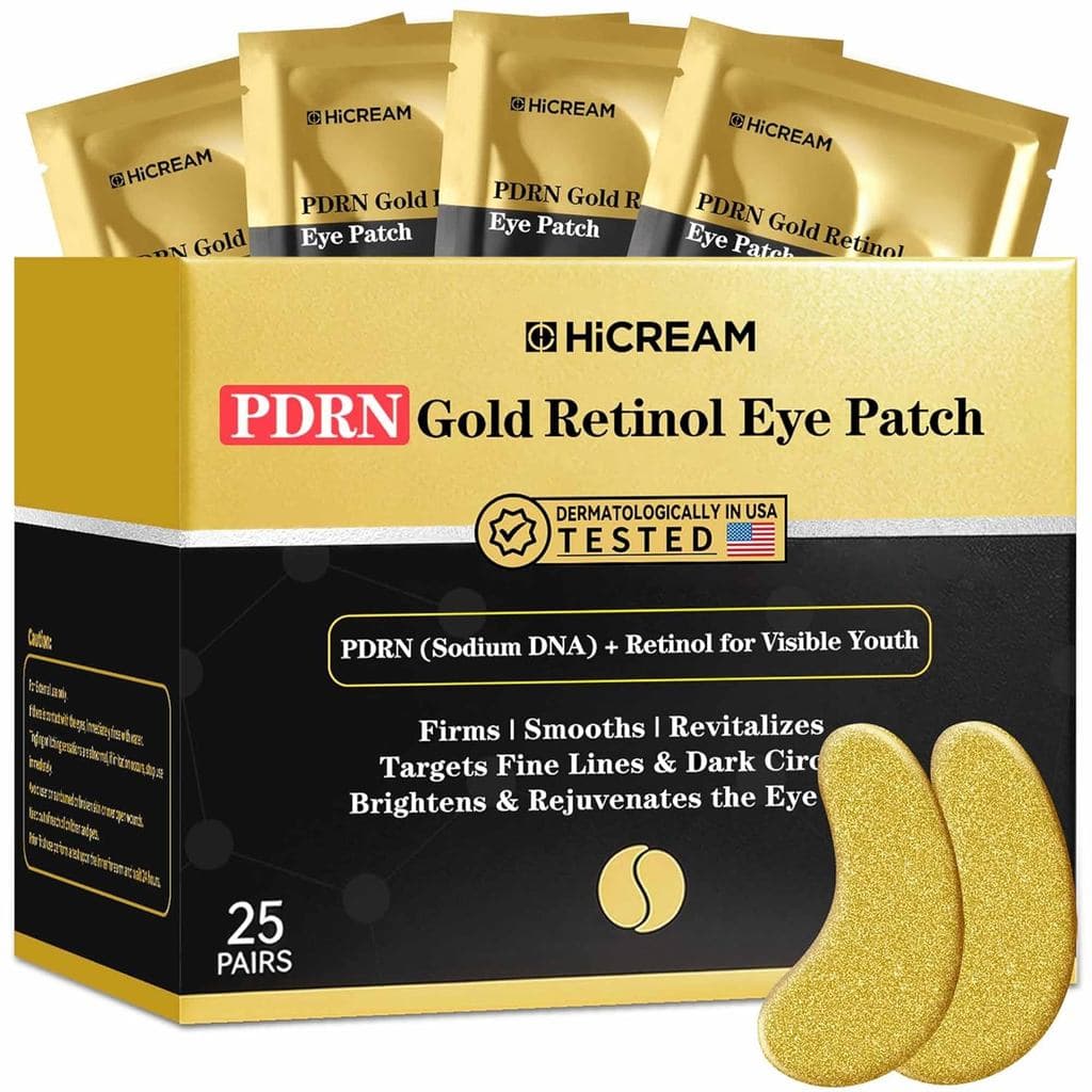 Patches para Olhos PDRN, 25 Pares de Máscaras para Olhos com Retinol e Cafeína, Almofadas Hidratantes de Colágeno para O