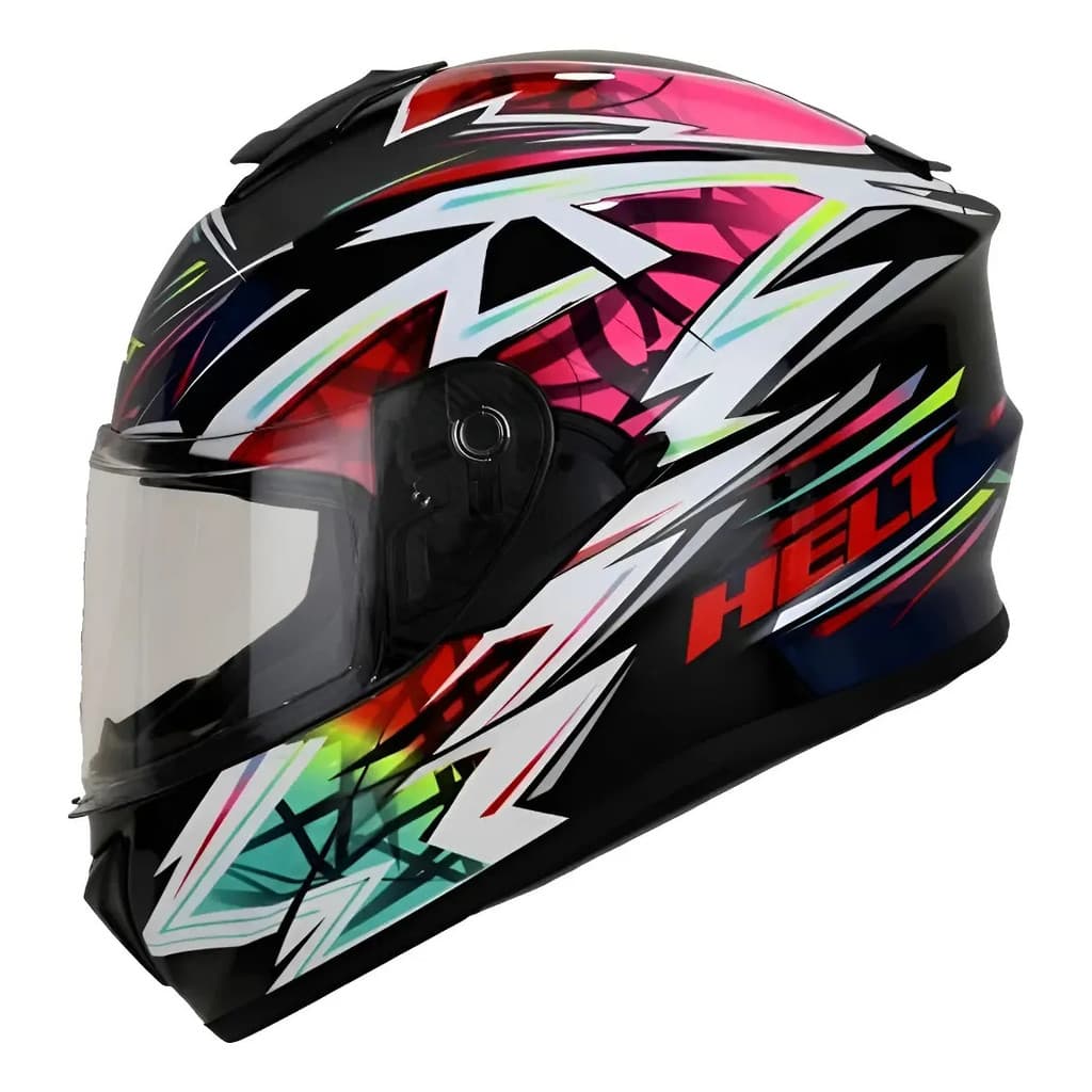 Capacete Helt Avant Glass Turbo Laranja Rosa E Azul
