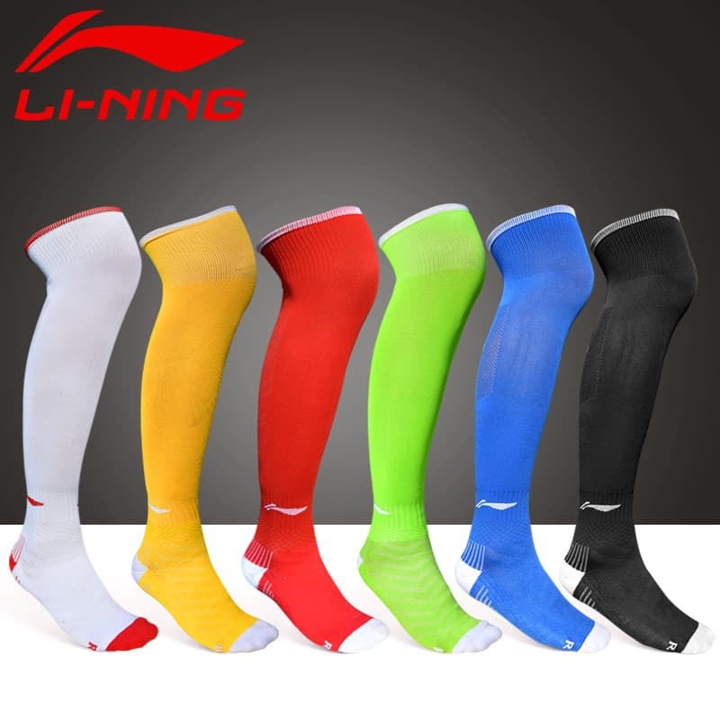 Li Ning meias de futebol meias masculinas adulto competição treinamento médio longo tubo meias de futebol masculino femi