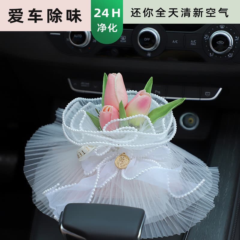 Flor criativa saco de carvão de bambu carro feminino lindos ornamentos tulipa carro remover Odor suprimentos interiores