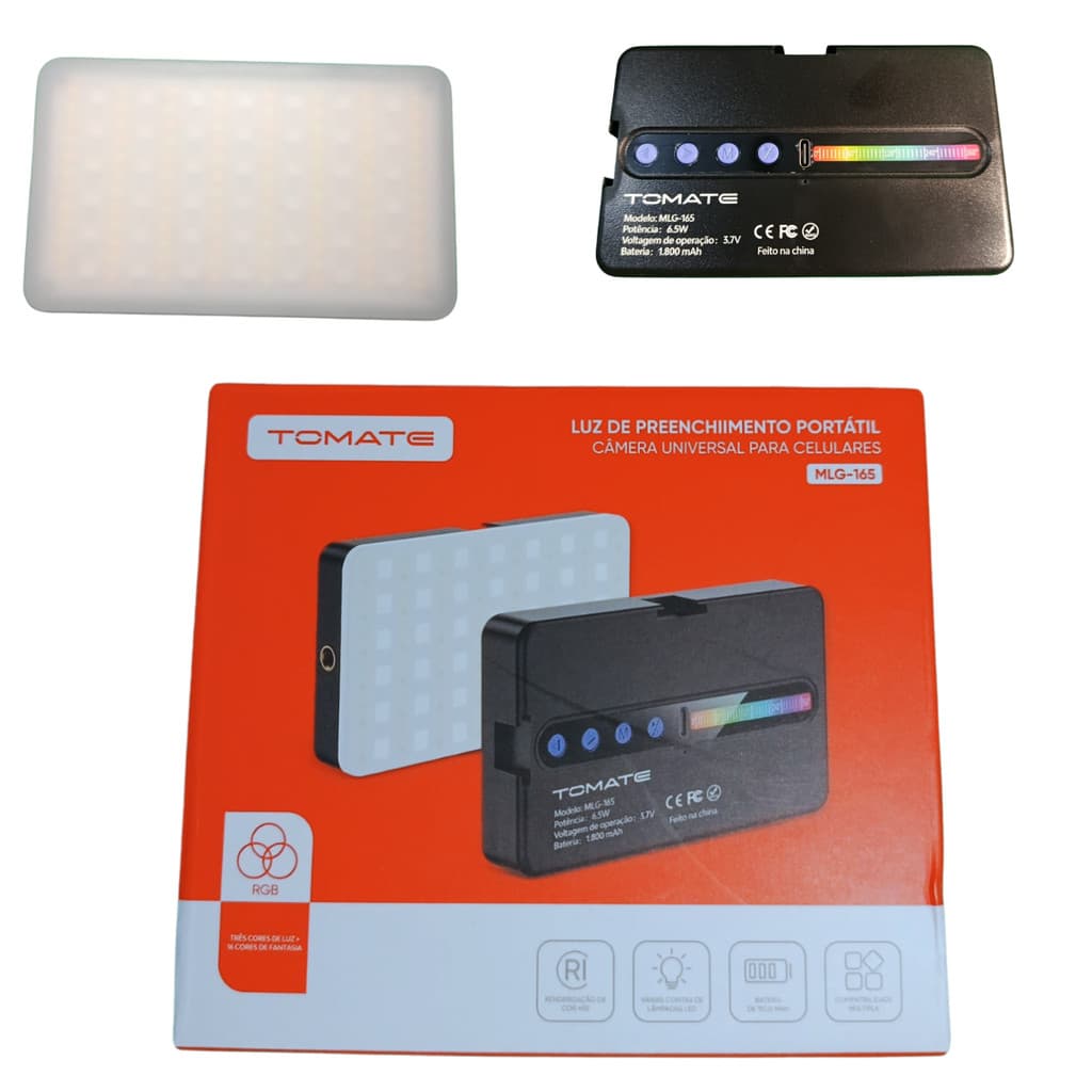 Mini Painel Led Recarregável 6.5w Tomate Mlg-165 P/ Câmera E Celular