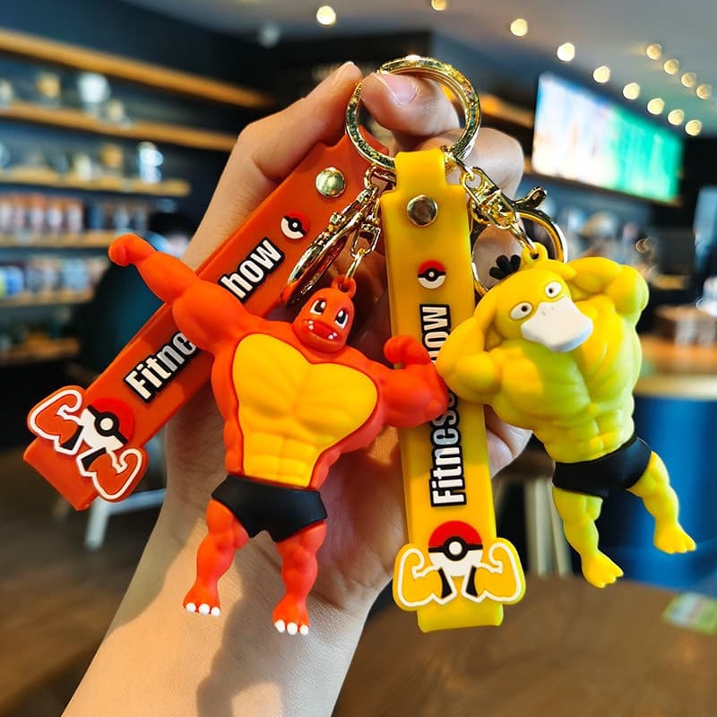 Chaveiro Muscle Pikachu Keychain Pode Alcançar Pato Tartaruga Jenny Cartoon Doll Car Mochila Pingente
