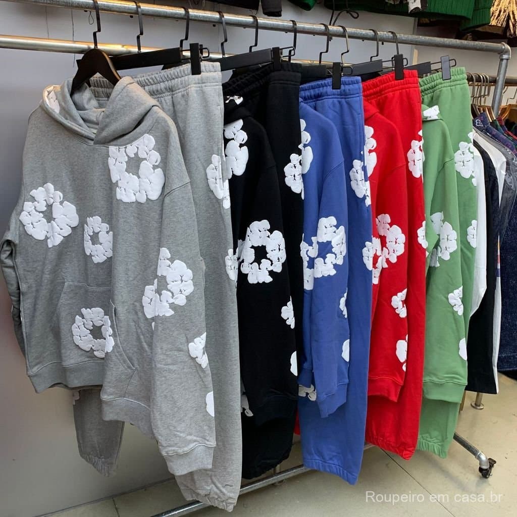 Street Wear moletom conjunto DENIM Kapok comprimento estreito Casual Hoodie europeu americano na moda masculino feminino