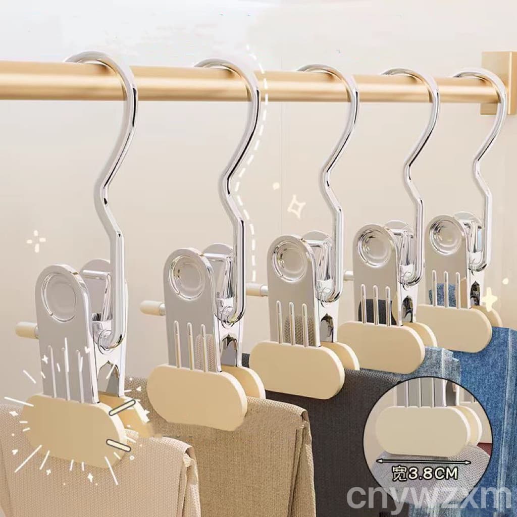 Conjunto de 5 peças de clipes multifuncionais de aço inoxidável com almofadas de borracha e ganchos, cabide sem marcas.