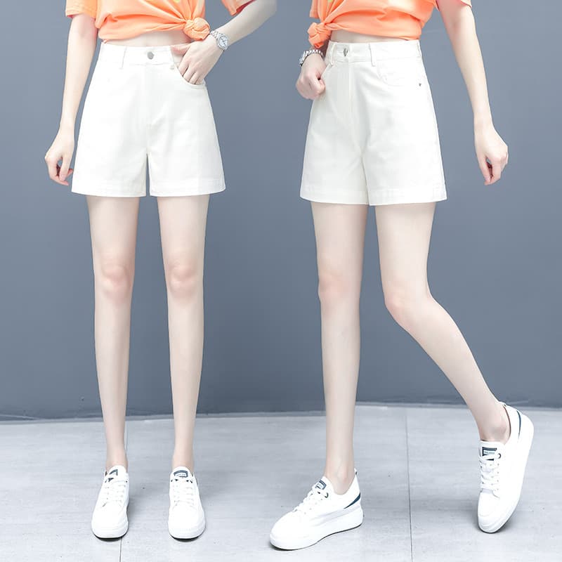 Calças largas femininas Shorts brancos verão solto 2026 novo estilo estilo fino mais magro olhar terno reto calças de ci