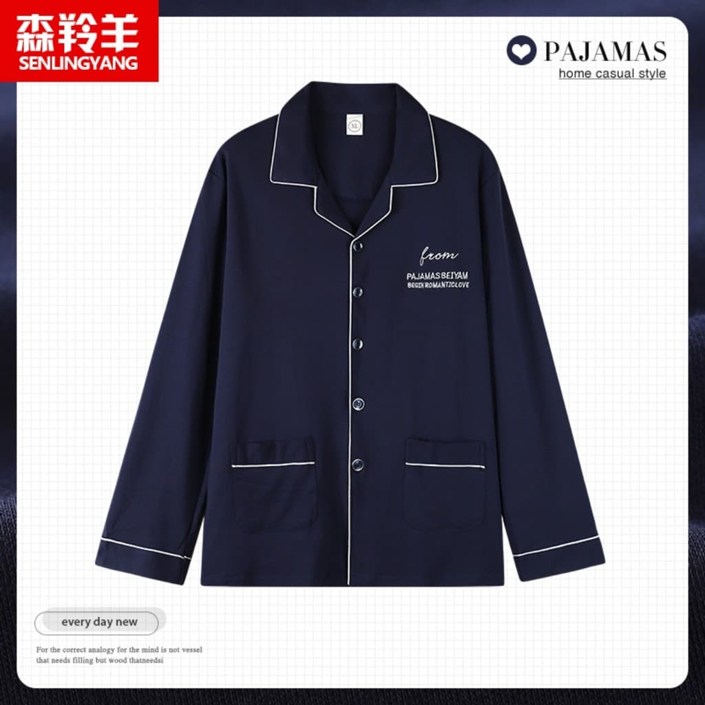 Top peça única primavera outono algodão puro masculino de meia-idade manga comprida tamanho grande pode usar Cardigan de