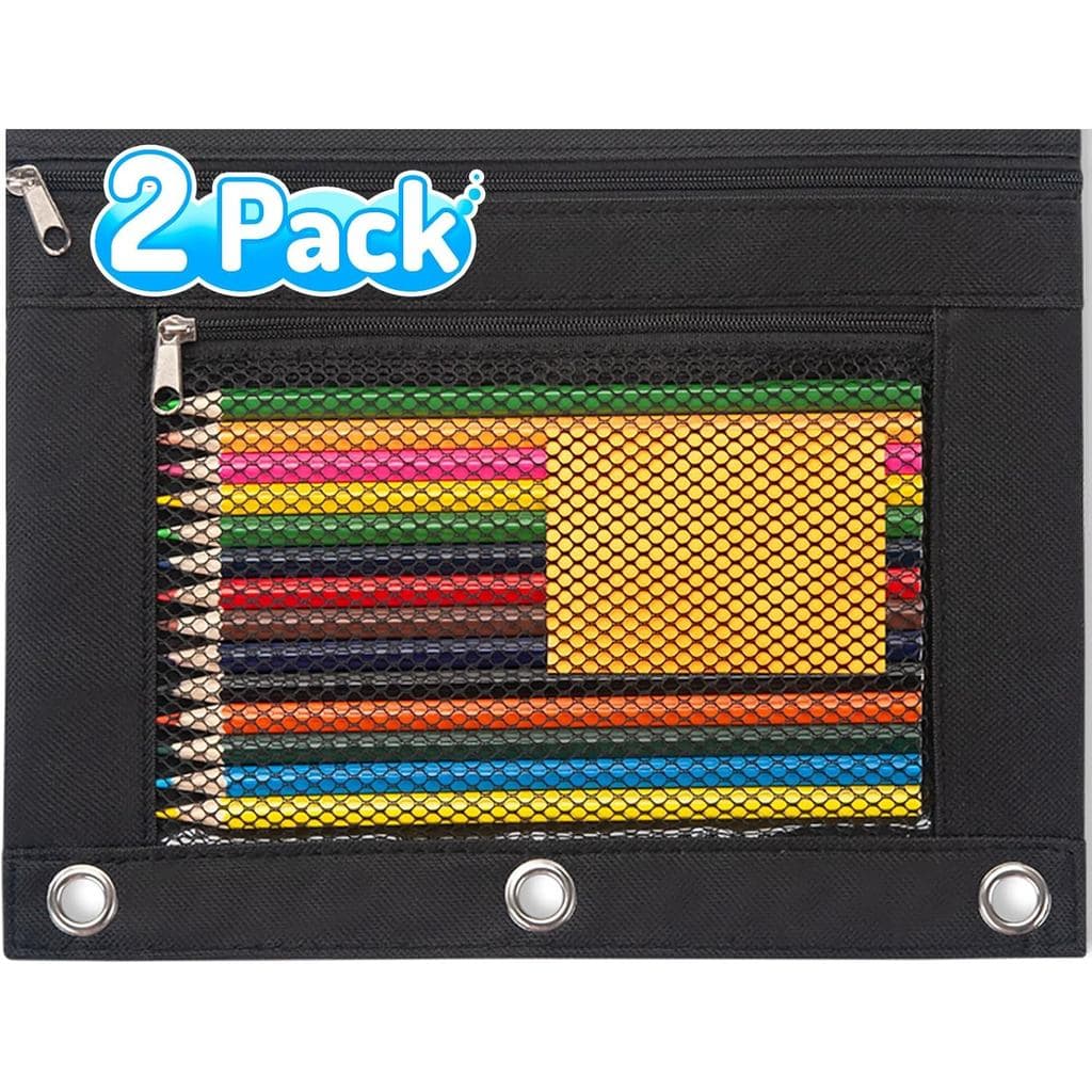 Estojo para Lápis Sooez para Pasta de 3 Argolas, Pacote com 2 Estojos de Tecido com 2 Bolsos, Estojos para Lápis com Zíp