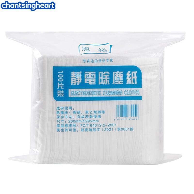 CHANT 100 Pçs Descartável Eletrostático Remoção De Poeira Mop Papel Casa Cozinha Pano De Limpeza Molhado E Seco