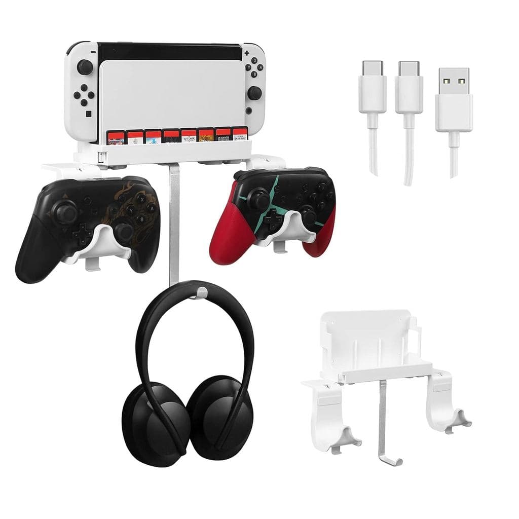 Suporte de Parede Hosanwell para Switch/Switch OLED, com Ganchos para Pendurar Joy-Cons, Suporte Duplo para Controles co
