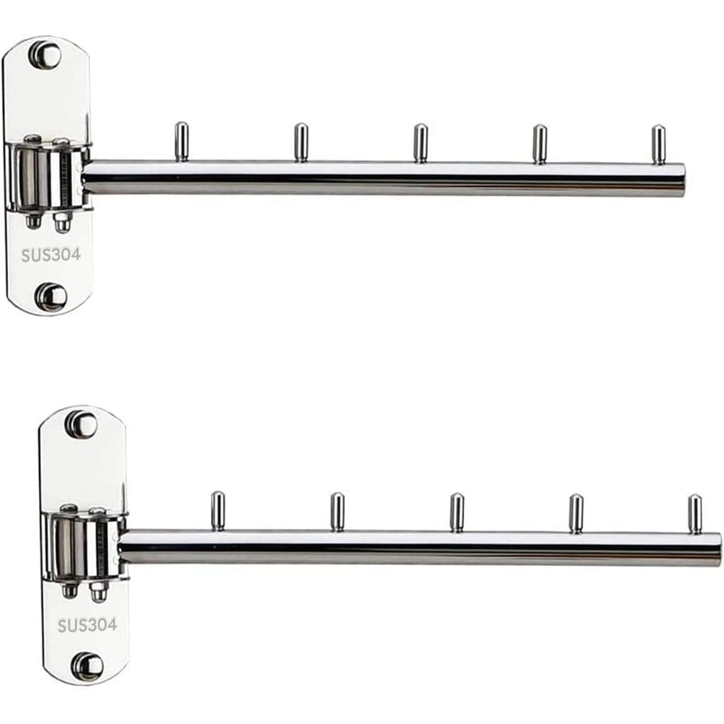 Pacote com 2 Suportes de Parede Dobráveis para Roupas com Braço Articulado em Aço Inoxidável, Gancho Resistente para Cas