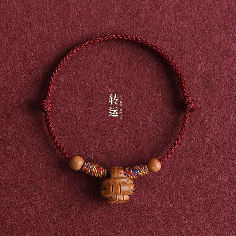 pulseira pulseira masculina Pulseira de corda vermelha para bebês, núcleo de pêssego, madeira de pêssego, estilo masculi