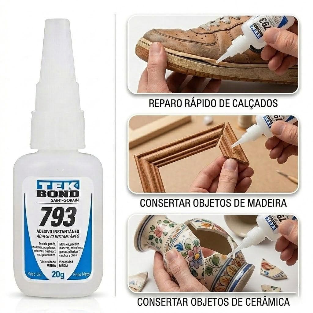 Cola Instantânea 793 Adesivo Super Forte 20g Kit 1 a 12 Unidades Secagem Rápida Multiuso Atacado Para Artesanato
