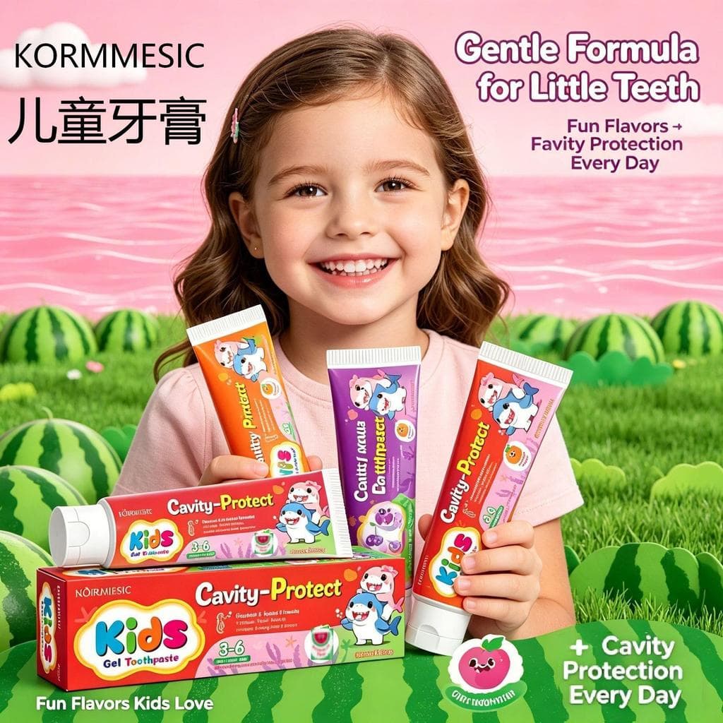 Pasta de dentes anti-cárie Kormmesic para crianças, totalmente em inglês, modelo MF9U
