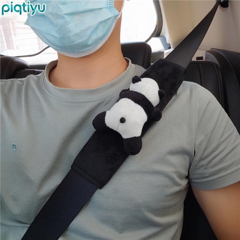 Almofada De Ombro Para Cinto De Segurança PIQTI Cartoon Panda , Decoração De Carro De Pelúcia , 1/2 Unidades
