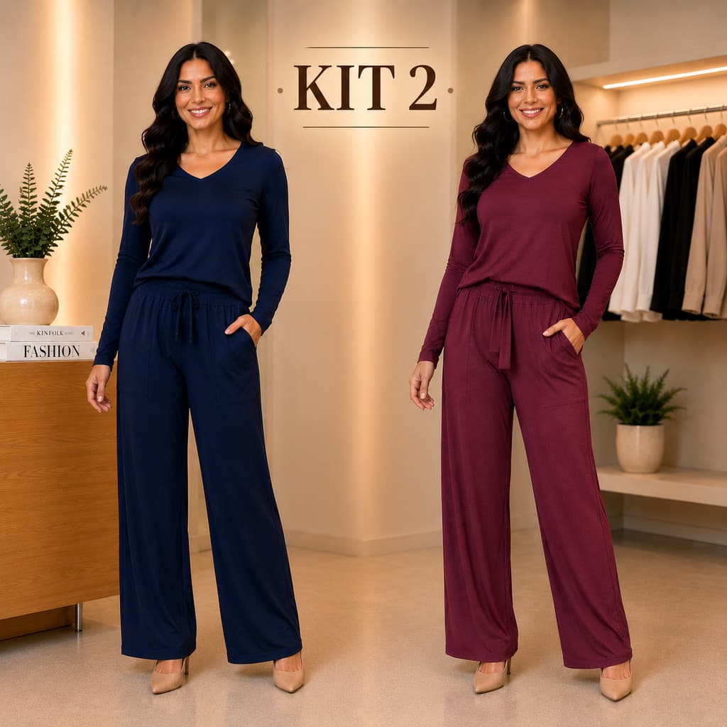 Kit 2 Conjuntos Feminino  Comfy Premium  Manga Longa