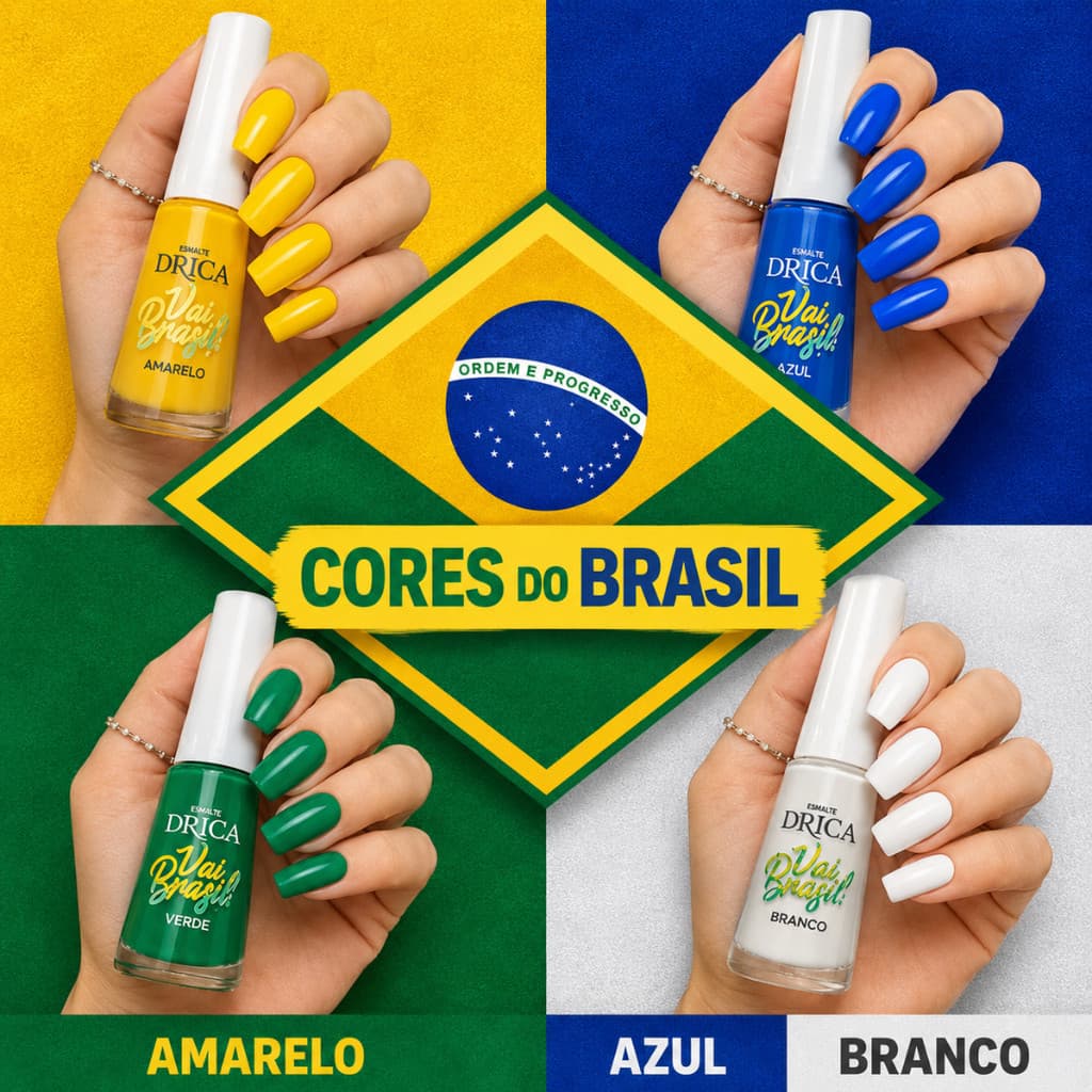 Kit C/4 Esmaltes Drica Coleção Vai Brasil - 8ml